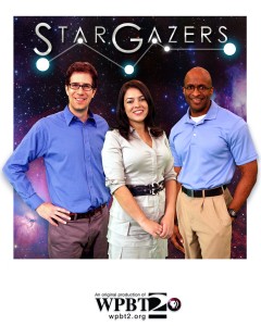 Dean Regas, Marlene Hidalgo and James C. Albury, co-hosts of the PBS television program "Star Gazers"