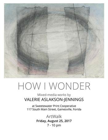 SF Professor Valerie Aslakson-Jennings will have an art exhibit at Artwork Gainesville on August 25, 2017