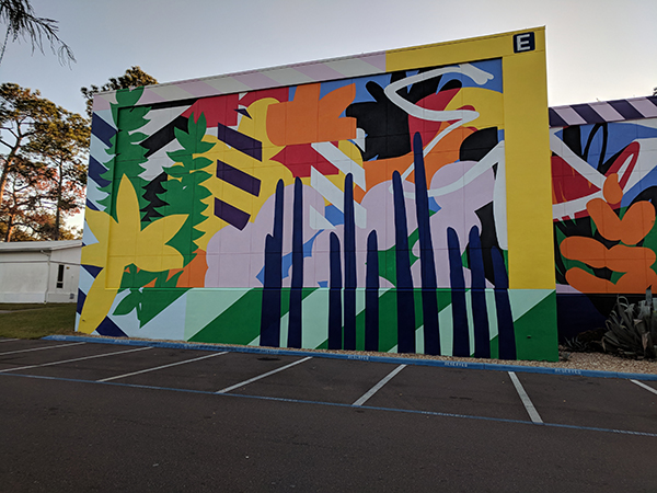 A view of the northwest side of the Maser mural on the SF Northwest Campus