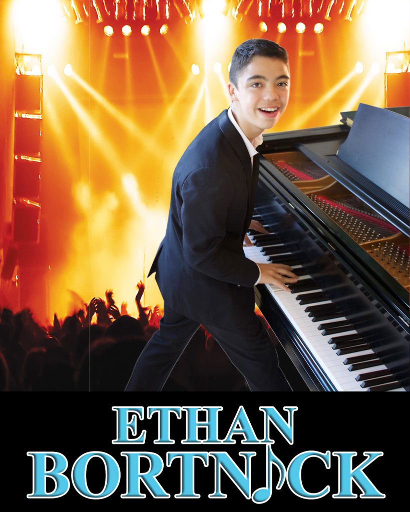 Ethan Bortnick Tour Poster - Ethan playing a piano