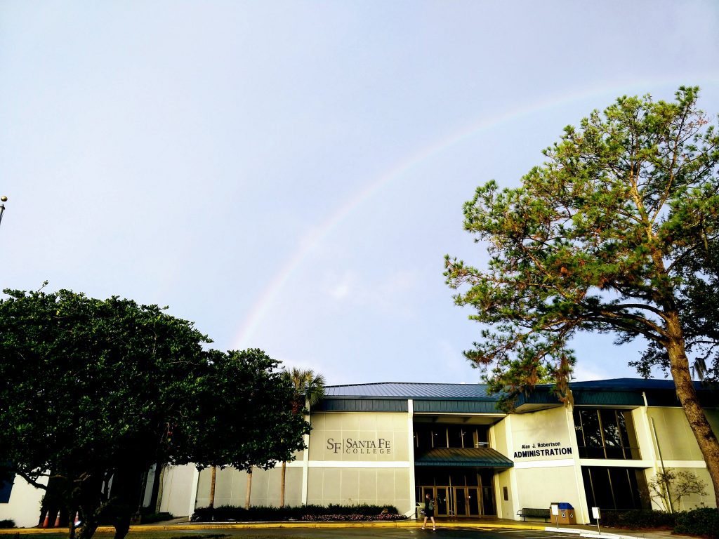 Rainbow over Building F on Santa Fe College Northwest Campus