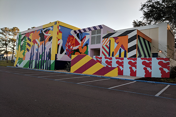 The new Maser mural on the back of Building E