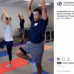 SF students practicing yoga - classes offered at the SF gym.