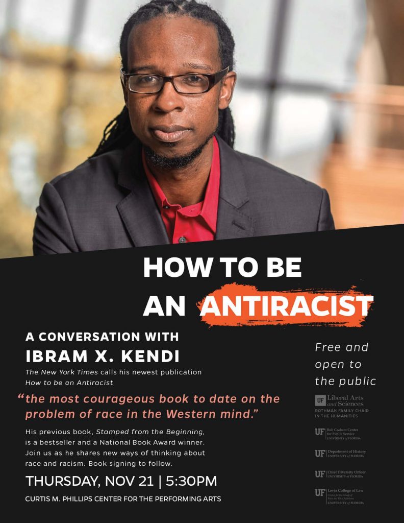 Promotional Poster for Dr. Kendi's appearance at the Phillips Center in Gainesville.