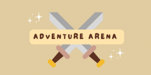 Two swords with "adventure arena" text