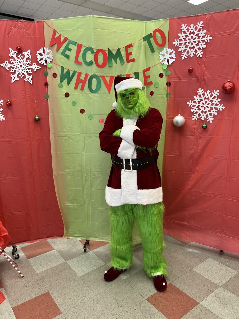 The Grinch at a Santa Fe College holiday party