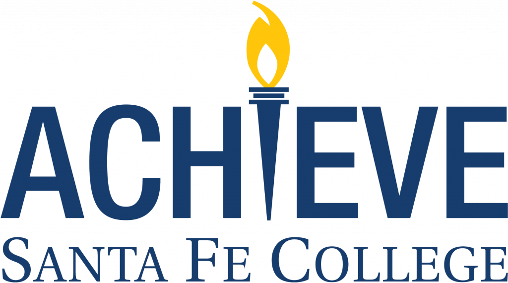 Logo with the word "Achieve" on top of the words "Santa Fe College"