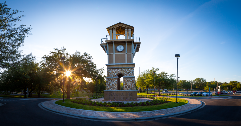 Santa Fe College's Clock Tower on the Northwest Campus.